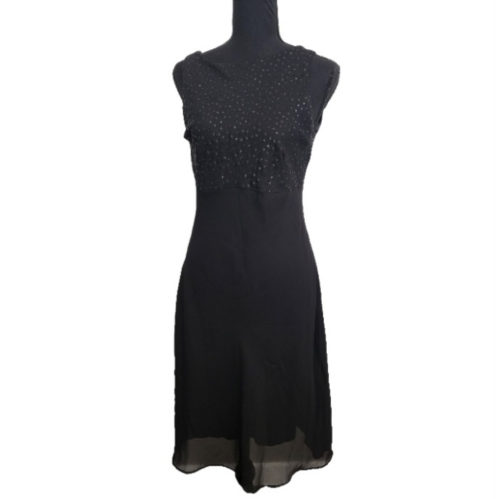 VINTAGE Alyn Paige Black Fashion Beaded Top Coctail Round Neck Dress Size 7/8